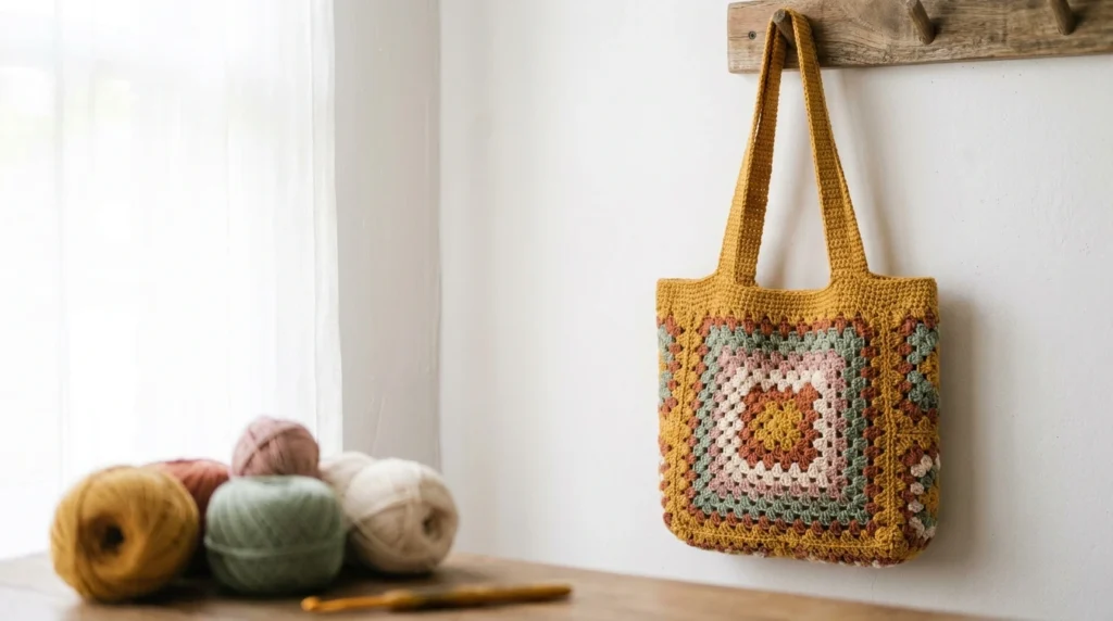 free crochet classic granny square bag pattern